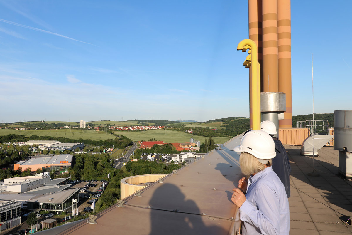 Müllheizkraftwerk Würzburg, Müllverbrennungsanlage, Kamin, Dachterrasse, Aussichtsplattform, Führung, Besichtigung, Besucher