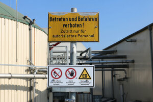 Verbotsschilder, Warnschilder, Betreten und Befahren verboten, Feuer, offenes Licht, Rauchen, Unbefugte, explosionsfähige Atmosphäre