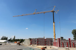 Baustelle, Kran, Betonverschalung, Neubau Wertstoffhof