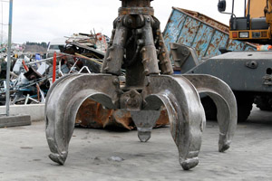Greifarm, Radbagger, Recyclingbetrieb, Metallschrott