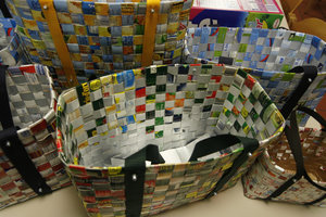 Modische Einkaufstaschen aus leeren Milchtüten: Einkaufskorb, Einkaufskörbe, TetraPak, Milchkartons, Recycling