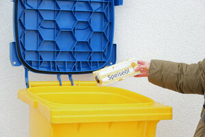 Speiseöl, Speisefett, Frittierfett, Speisefettsammlung, Speiseölsammlung, Sammelbehälter, Sammeltonne, Sammelgefäß