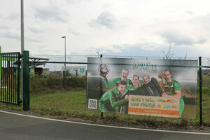 Werbebanner, Zaunbanner, Bannerwerbung, Aktion Biokönner, Aktion zur richtigen Trennung des Biomülls