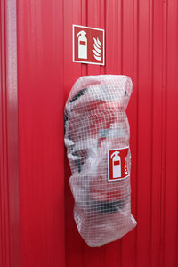 Wertstoffhof, Feuerlöscher, Brandschutz, Hinweisschild