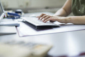 Computertastatur, Tippen, Hand, Schreibtisch