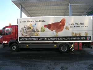 Wertstoffmobil, Wertstoffsammelfahrzeug, LKW, Werbung für Abfalltrennung