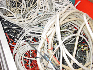 Kabelreste, Elektrokabel, Sammlung von Kabelresten