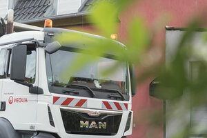 Müllfahrzeug, orange Rundumleuchte, Mülllaster, Müllauto, Müllabfuhr